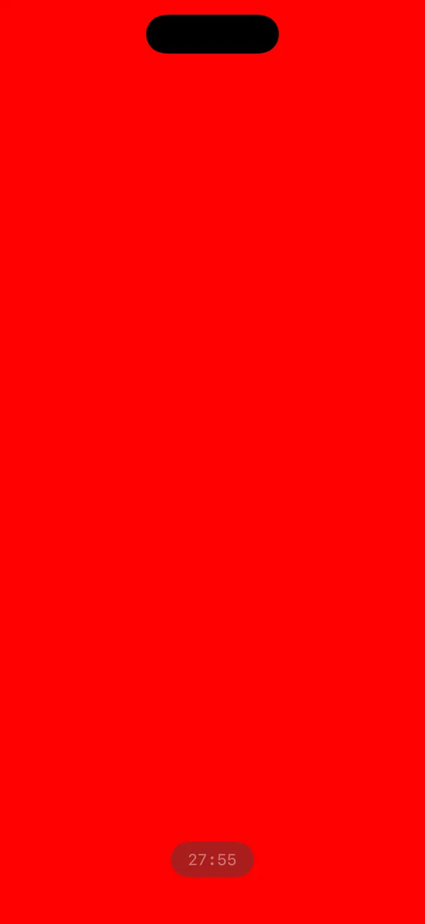 The Bonnet session screen, fully red, with a 28:00 countdown near the bottom